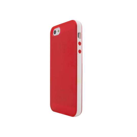 Apple iPhone 5/5S/SE - Gumiran ovitek (17) - rdeče-prosojen