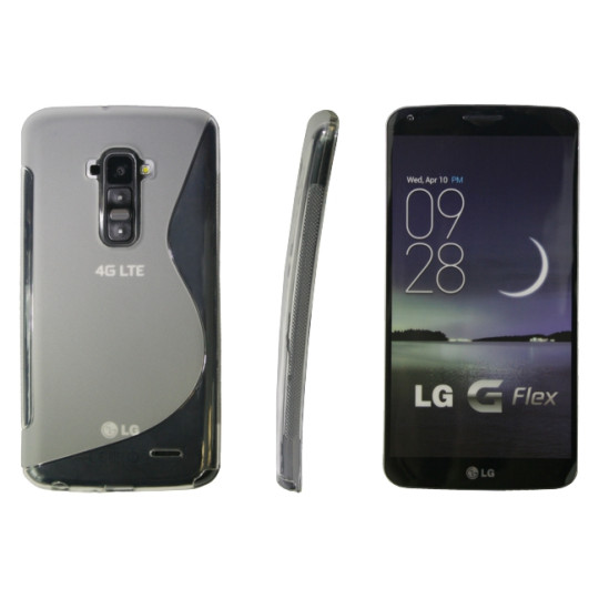 LG G Flex - Gumiran ovitek (TPU) - belo-prosojen SLine