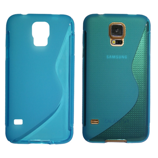 Samsung Galaxy S5/S5 Neo - Gumiran ovitek (TPU) - modro-prosojen SLine