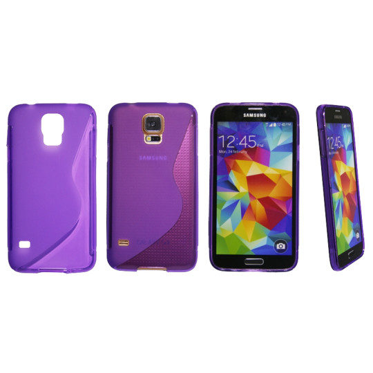 Samsung Galaxy S5/S5 Neo - Gumiran ovitek (TPU) - vijolično-prosojen SLine