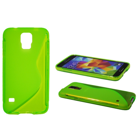 Samsung Galaxy S5/S5 Neo - Gumiran ovitek (TPU) - zeleno-prosojen SLine