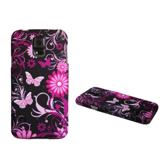 Samsung Galaxy S5/S5 Neo - Gumiran ovitek (TPUP) - Pinky flowers dark