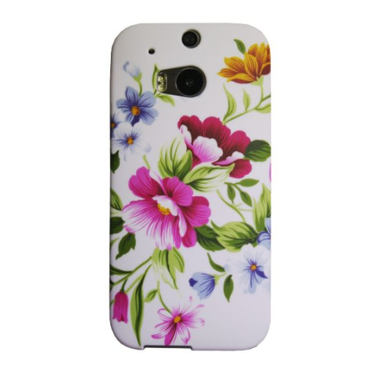 HTC One M8 - Gumiran ovitek (TPUP) - Pink garden