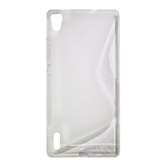 Huawei Ascend P7 - Gumiran ovitek (TPU) - belo-prosojen SLine