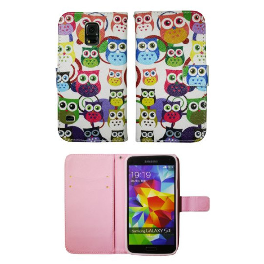 Samsung Galaxy S5/S5 Neo - Preklopna torbica (WLGP) - Colorful owls