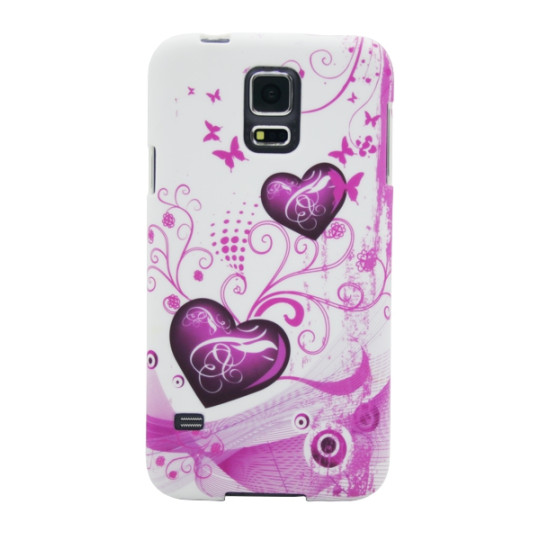 Samsung Galaxy S5/S5 Neo - Gumiran ovitek (TPUP) - White pink hearts
