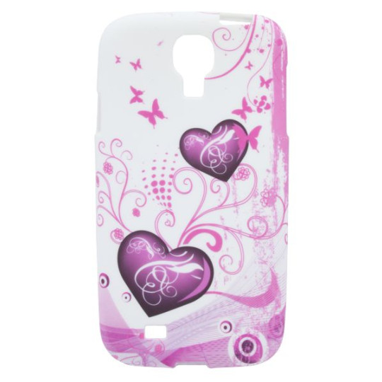 Samsung Galaxy S4 - Gumiran ovitek (TPUP) - White pink hearts