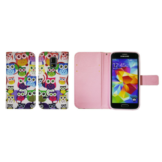 Samsung Galaxy S5 Mini - Preklopna torbica (WLGP) - Colorful owls