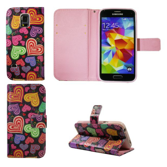 Samsung Galaxy S5 Mini - Preklopna torbica (WLGP) - Colorful hearts