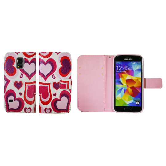 Samsung Galaxy S5 Mini - Preklopna torbica (WLGP) - Red hearts