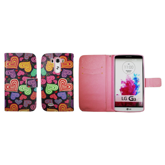 LG G3 - Preklopna torbica (WLGP) - Colorful hearts