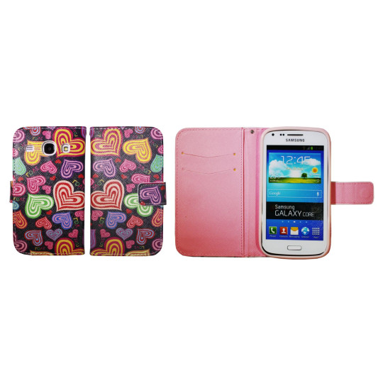 Samsung Galaxy Core - Preklopna torbica (WLGP) - Colorful hearts