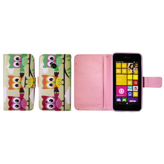 Nokia Lumia 530 - Preklopna torbica (WLGP) - Owls