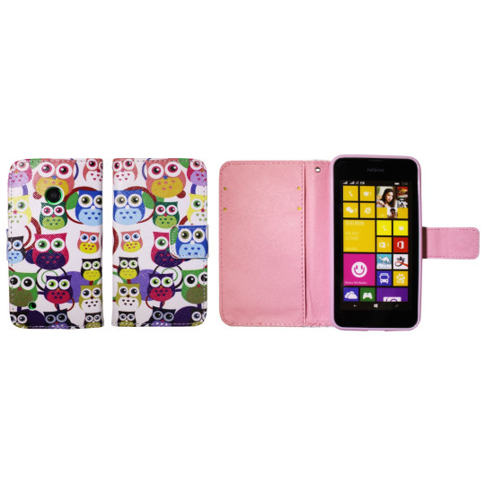 Nokia Lumia 530 - Preklopna torbica (WLGP) - Colorfull owls