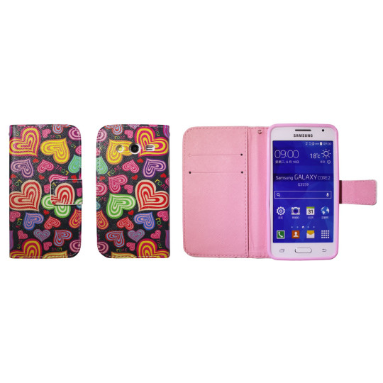 Samsung Galaxy Core 2 - Preklopna torbica (WLGP) - Colorfull hearts