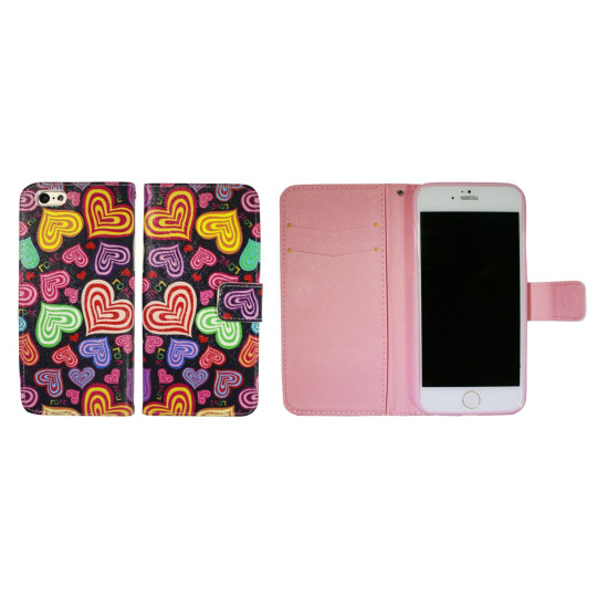 Apple iPhone 6Plus/6SPlus - Preklopna torbica (WLGP) - Colorful hearts
