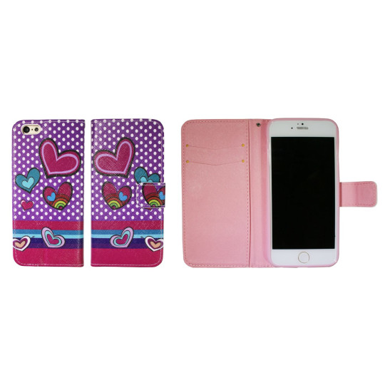 Apple iPhone 6Plus/6SPlus - Preklopna torbica (WLGP) - Dots&hearts