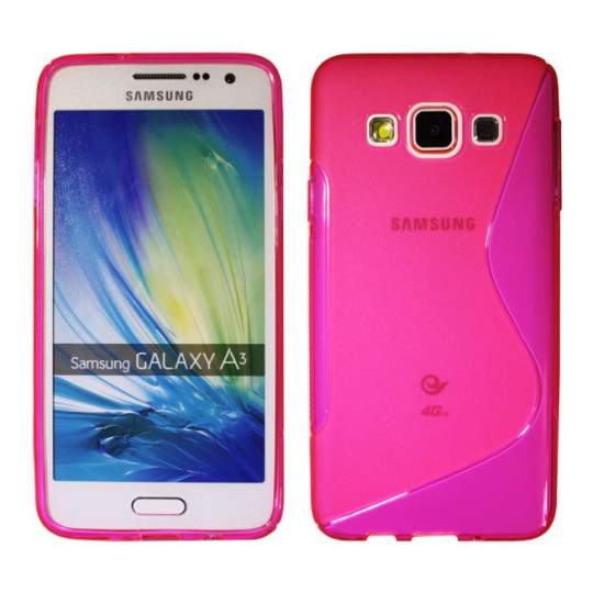 Samsung Galaxy A3 - Gumiran ovitek (TPU) - roza-prosojen SLine