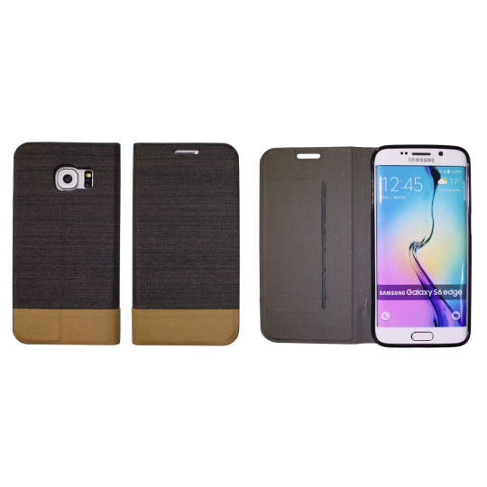 Samsung Galaxy S6 Edge - Preklopna torbica (67G) - črna