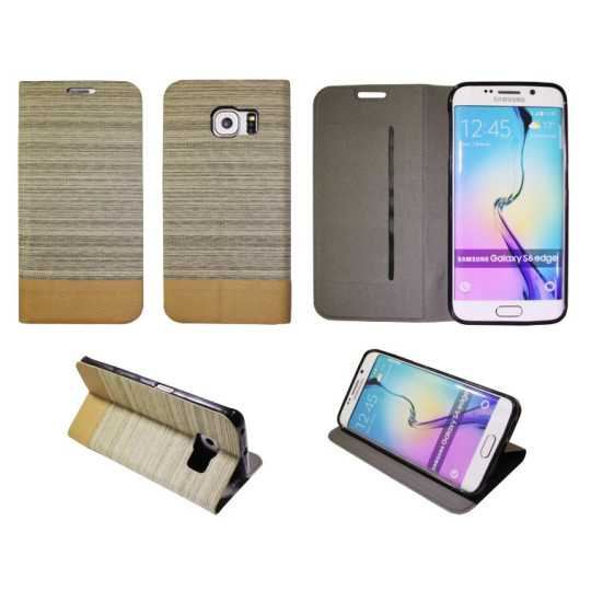 Samsung Galaxy S6 Edge - Preklopna torbica (67G) - bež