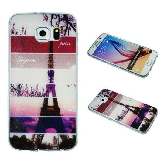 Samsung Galaxy S6 - Gumiran ovitek (TPUP) - Colorful Eiffel tower