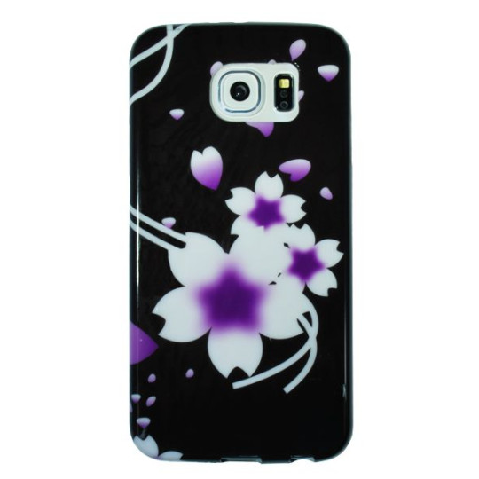Samsung Galaxy S6 - Gumiran ovitek (TPUP) - Black white flowers