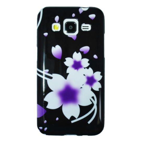 Samsung Galaxy Core Prime - Gumiran ovitek (TPUP) - Black white flowers