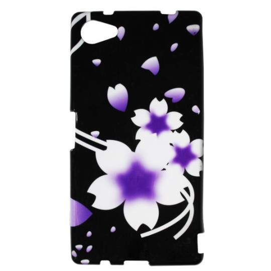 Sony Xperia Z5 Compact - Gumiran ovitek (TPUP) - Black-white flowers