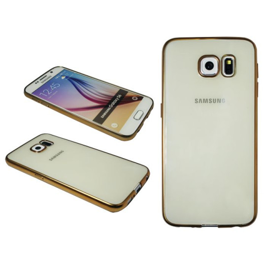 Samsung Galaxy S6 - Gumiran ovitek (TPUE) - rob zlat