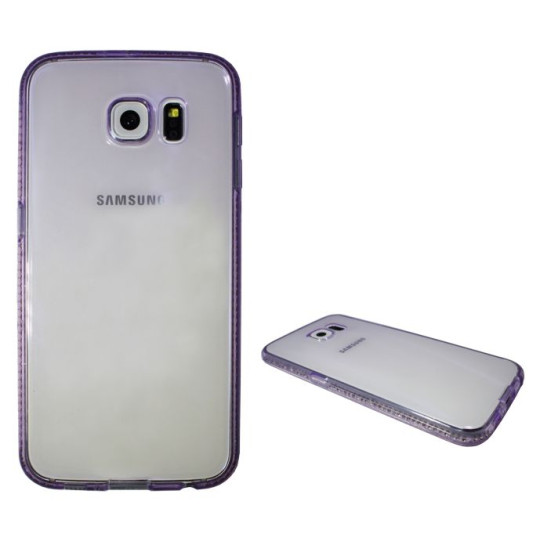 Samsung Galaxy S6 - Gumiran ovitek (TPUD) - rob vijoličen