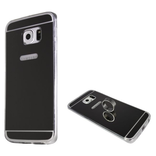 Samsung Galaxy S6 Edge - Gumiran ovitek (TPUE) - ogledalo črno