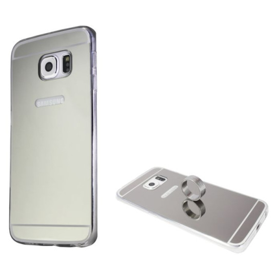 Samsung Galaxy S6 Edge - Gumiran ovitek (TPUE) - ogledalo srebrno