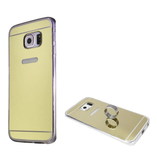 Samsung Galaxy S6 Edge - Gumiran ovitek (TPUE) - ogledalo zlato