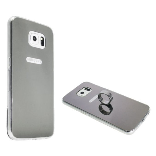 Samsung Galaxy S6 - Gumiran ovitek (TPUE) - ogledalo srebrno