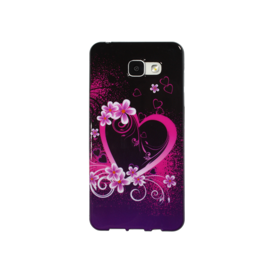 Samsung Galaxy A5 (2016) - Gumiran ovitek (TPUP) - Black pink heart