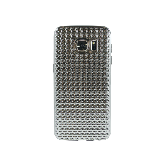 Samsung Galaxy S7 - Gumiran ovitek (TPUE) - prepletenka srebrna