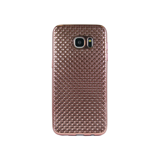 Samsung Galaxy S7 Edge - Gumiran ovitek (TPUE) - prepletenka roza-zlata