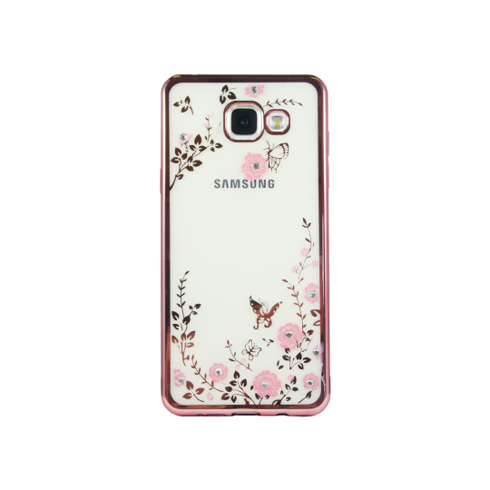 Samsung Galaxy A3 (2016) - Gumiran ovitek (TPUE) - roza rob - roza rožice