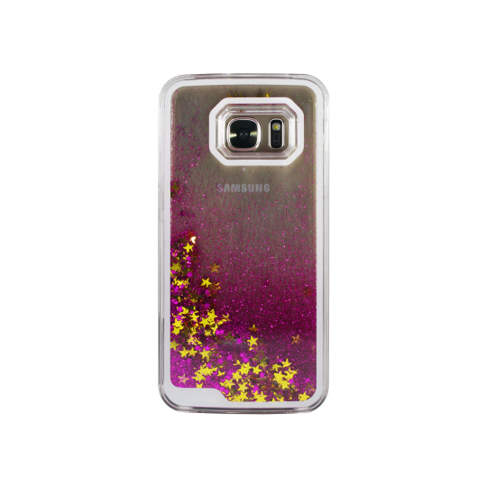 Samsung Galaxy S7 - Okrasni pokrovček (polnilo zvezdice) - temno roza