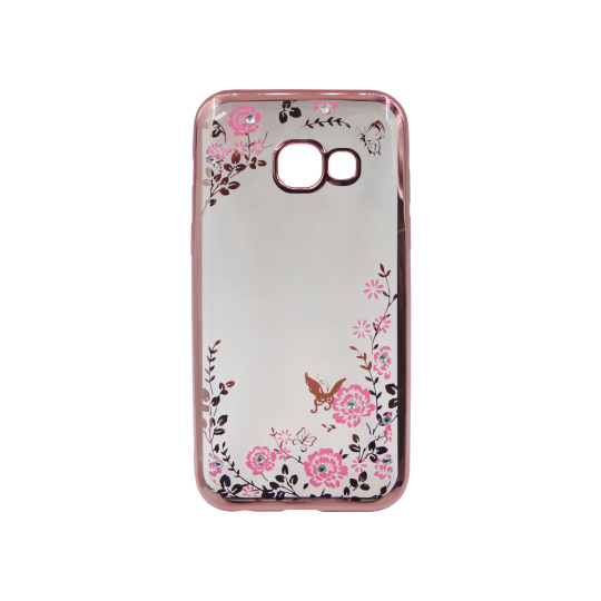 Samsung Galaxy A3 (2017) - Gumiran ovitek (TPUE) - roza rob - roza rožice