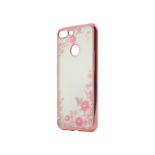 Huawei Honor 9 Lite - Gumiran ovitek (TPUE) - roza rob - roza rožice