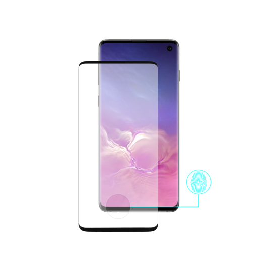 Samsung Galaxy S10 - Zaščitno steklo Premium (0,25) - Case Friendly - z lepilom, ki prevaja ultrazvok bralnika prstnih odtisov - črno