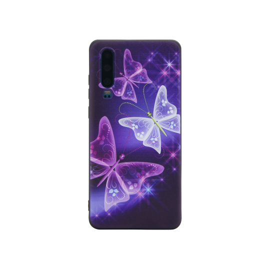 Huawei P30 - Gumiran ovitek (TPUP) - Blue Butterfly