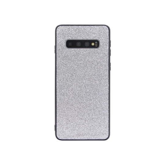 Samsung Galaxy S10 - Gumiran ovitek z bleščicami (PCB) - srebrna