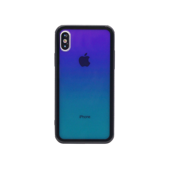 Apple iPhone X/XS - Ovitek iz gume in stekla (TPUG) - Blue-Green Ombre 