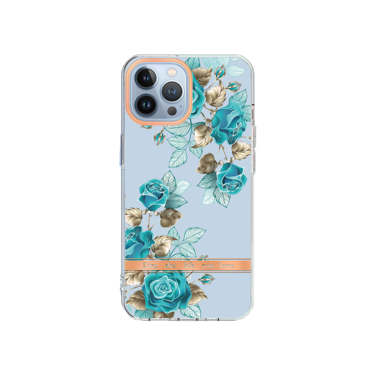 Apple iPhone 13 Pro Max - Gumiran ovitek (TPUP) - Flowers - moder