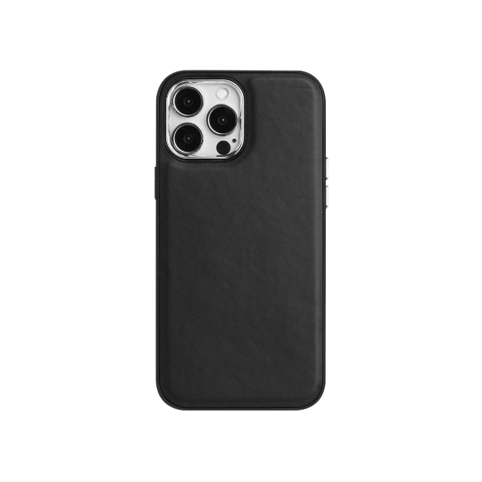 Apple iPhone 13 Pro Max - Gumiran ovitek (TPUL Nude) - usnjen izgled - črn