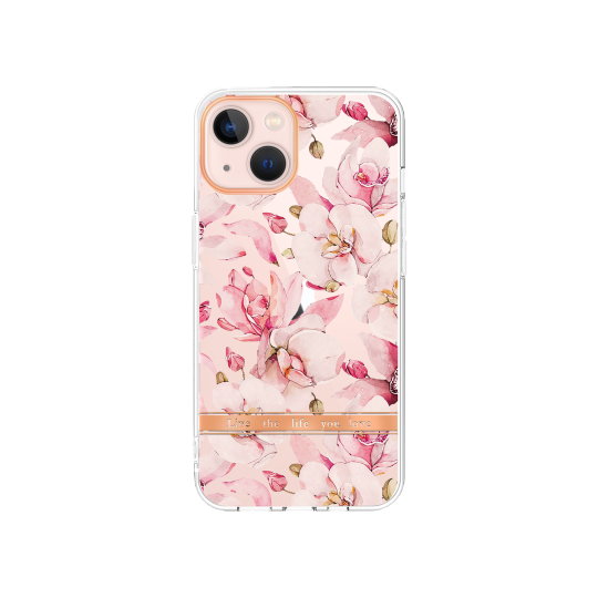 Apple iPhone 15 - Gumiran ovitek (TPUP) - Flowers - roza