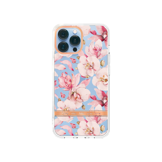 Apple iPhone 15 Pro - Gumiran ovitek (TPUP) - Flowers - roza