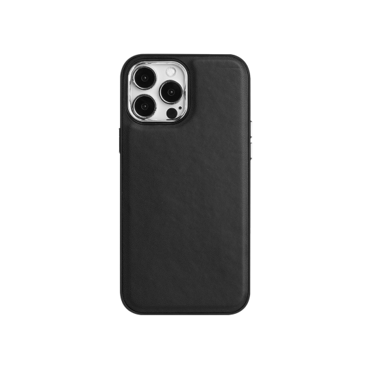 Apple iPhone 15 Pro Max - Gumiran ovitek (TPUL Nude) - usnjen izgled - črn